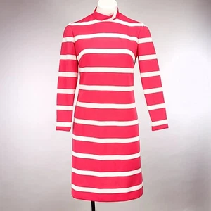 Vintage Verona Knits Women's Striped Long Sleeved Dress with Long Vest - Picture 1 of 10