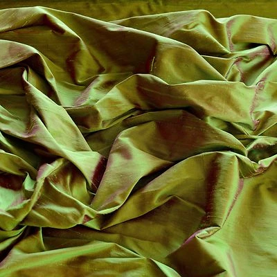 Радужная лаймовая ткань Fuchsia Dupioni 100% шелк, ширина 44 дюйма, в ярдах (S-177) - Изображение 1 из 4