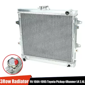3Row Aluminum Radiator Fit 84-95 Toyota Pickup Base 92-95 4Runner SR5 L4 2.4L MT - Picture 1 of 10