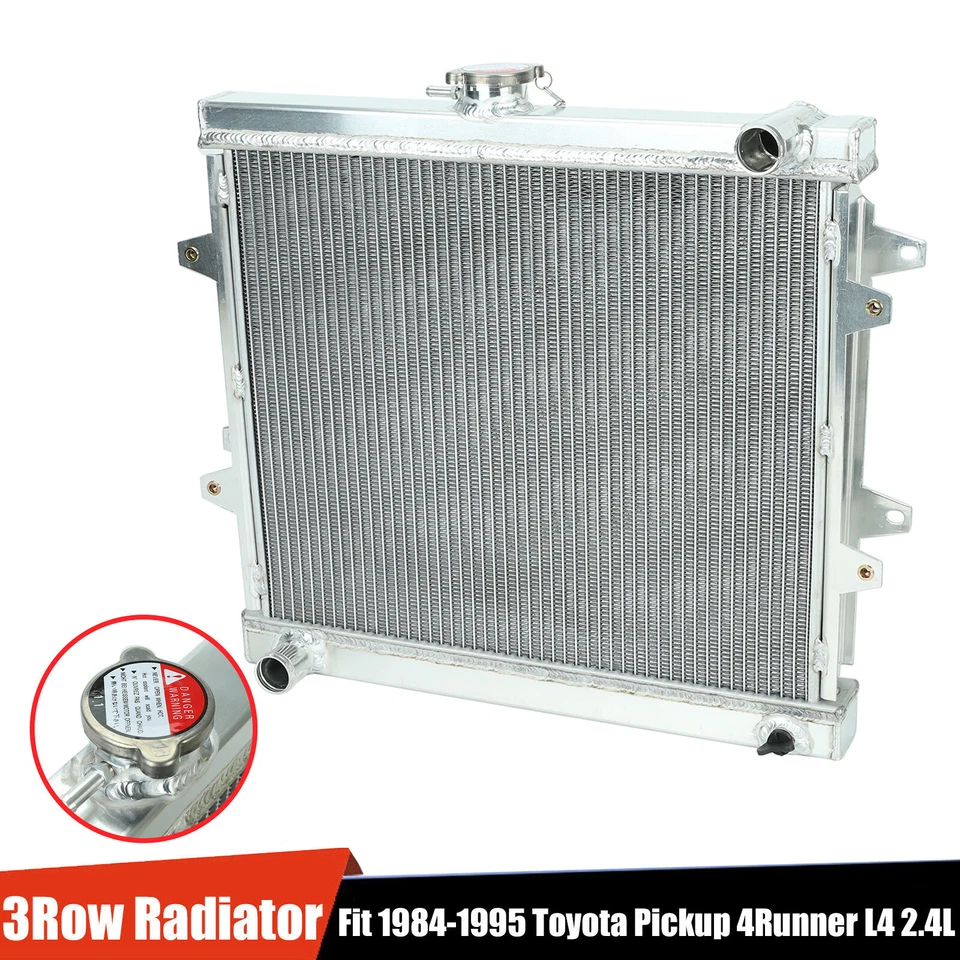 3Row Aluminum Radiator Fit 84-95 Toyota Pickup Base 92-95 4Runner SR5 L4 2.4L MT - Image 1 of 4