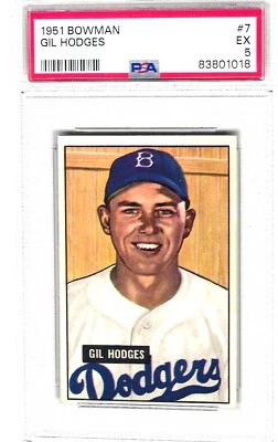 1951 Bowman Gil Hodges Card # 7 Graded PSA 5 - Image 1 of 2