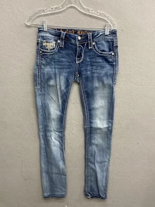 Women's Rock Revival Embellished Embroidery Staight Cut Cuffed Jeans Nancy 25 - Picture 1 of 10