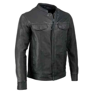 Milwaukee Leather 1604 Men's Black Stand-Up Collar Biker Goat Skin Leather Shirt - Picture 1 of 13