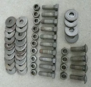 CADILLAC REAR BUMPER BRACKET NUTS BOLTS ROUND FLAT WASHERS 1963-1968 63-68 OEM - Picture 1 of 7