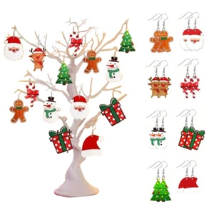 Set 8 paia orecchini natalizi Babbo Natale pupazzo di neve goccia gancio orecchino per donna - Foto 1 di 8