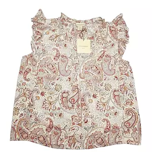 Cynthia Rowley Bluse Paisley Blumen orange Rüschenärmel Übergröße 1X Oberteil Shirt - Bild 1 von 11