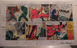 MARVEL SPIDER-MAN ORIGINAL NEWPAPER COMIC PRODUCTION ART COA STAN LEE COA - Picture 1 of 2