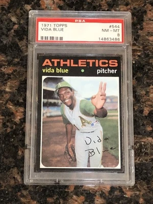 Tarjeta de béisbol 1971 Topps Vida azul #544 PSA 8 Foto 1 de 2