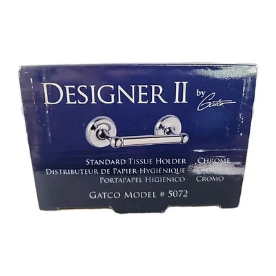 Nuevo en caja Soporte de papel higiénico cromado Hágalo usted mismo Montaje en pared Gatco Designer II Estándar #5072 Foto 1 de 4