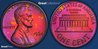 1964 TONED Lincoln Memorial Cent Proof PCGS PR65RB PF 65 RB Toning Coin 1C - Image 1 of 4