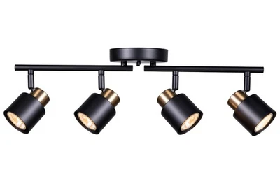 4 Light Track Lighting Kit, Matt Black Brass Finish Adjustable with Moden Flu... - Image 1 of 4