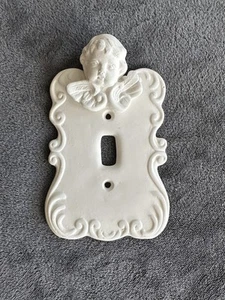 Cherubino stile vittoriano 3D vintage con ali interruttore luce singolo copertura parete ceramica 7" - Foto 1 di 9