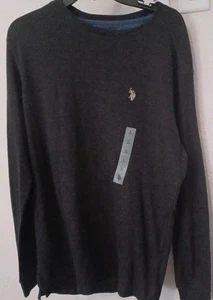 NWT US POLO ASSN Men's Long Sleeve Crew Thermal Pullover Shirt Gray L - Picture 1 of 2