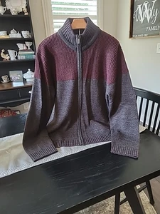 Kenneth Cole Reaction XXL Full Zip Sweater Burgandy/Gray - Picture 1 of 8