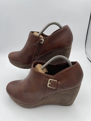Dr. Scholl's Honor Platform Wedge Heels Boot Women's Sz 8M Brown Leather - Image 1 of 4