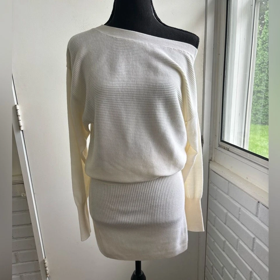 Ramy Brook NEW WITH TAGS Anna 100% Wool Off Shoulder Sweater Dress - Image 1 of 4