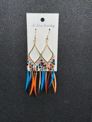 Fashion Jewelry Earrings Resort wear Cruise Vacation Summer Party Feather Beaded - Image 1 of 4