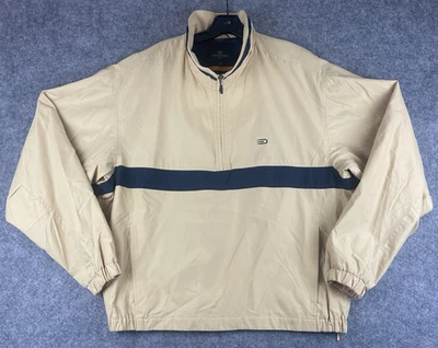 Dockers Golf Jacket Mens XL Windbreaker Stain Defender Cream Blue 1/4-Zip - Image 1 of 4
