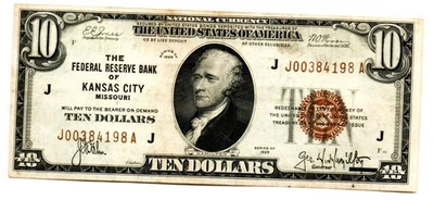 Kansas City, MO - Fr. 1860-J 1929 Federal Reserve Bank Note - Image 1 of 2