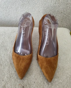 Calvin Klein Women Pumps 10W Brown Suede Pointed Toe Slingback Heels Dress Shoes - Picture 1 of 19
