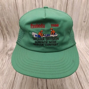 Vtg 1988 Peabody Coal Hat Surface Mine Rescue Contest Indiana Trucker Cap USA - Picture 1 of 7