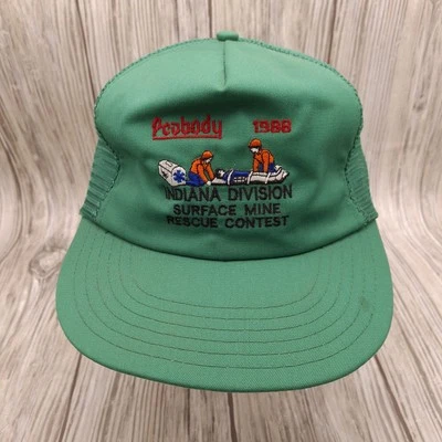 Vtg 1988 Peabody Coal Hat Surface Mine Rescue Contest Indiana Trucker Cap USA - Image 1 of 4