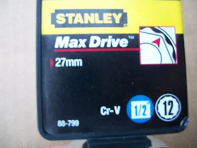 NUEVO STANLEY 1/2 in Drive 27 mm MAX DRIVE 12 PUNTOS TOMA Foto 1 de 4