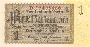 Germany 1 Rentenmark 30.1.1937 Series D Circulated Banknote GR8 - Picture 1 of 2