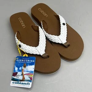 COBIAN Braided Bounce Synthetic Leather Sandals Women's Sz 10 EU 41 White BRB10- - Picture 1 of 14