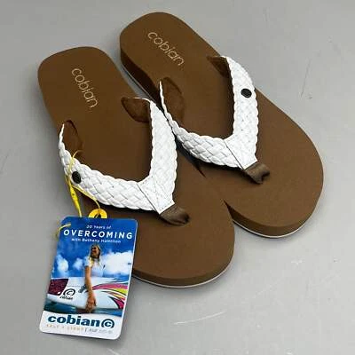 Sandalias COBIAN de cuero sintético de rebote trenzado para mujer talla 10 EU 41 blancas BRB10- Foto 1 de 4