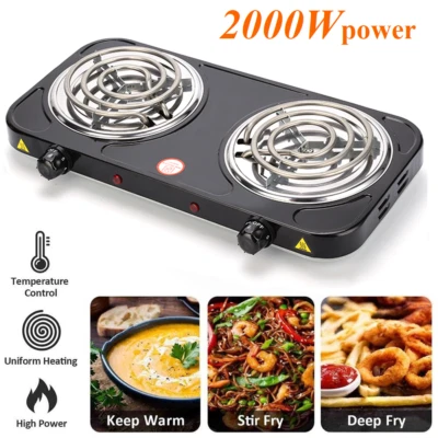 2000W Portable Kitchen Electric Double Burner Hot Plate Cooktop Cooking Stove - Image 1 of 4
