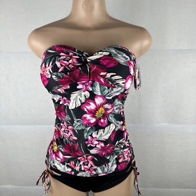 Merona Women's Tankini Swim Top Pink Floral Print Misses Size XS - Image 1 of 4
