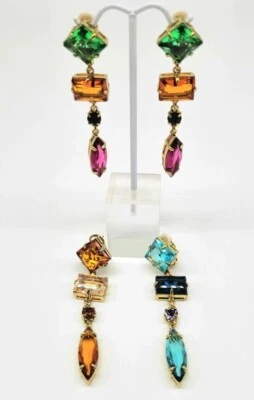 Heidi Daus Galaxy Quest Dangle Earrings in Multicolor, Blue Topaz and Gold Topaz - Image 1 of 4