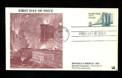US FDC #2041 Conestoga / JR 1983 NY Brooklyn Bridge Centennial HC Set of 5 - Image 1 of 4