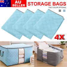 4PCS Large Clothes Quilt Blanket Storage Bags Foldable Organizer Charcoal Zipper