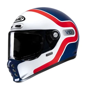 HJC V10 ECE 22.06 Pinlock Fiberglass Full Face Motorcycle Helmet White Red Blue - Picture 1 of 4