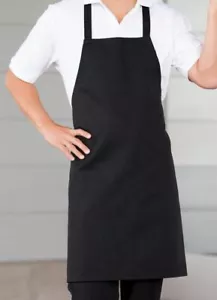 BIB APRON Food Service Deli Full Length 100% Polyester Black 1/12 CT NEW - Picture 1 of 2