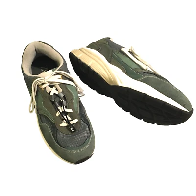 Zapatillas Zara Mujer Cuero Verde y Blanco Gruesas Retro Con Cordones EU 41 / US 9.5-10 Foto 1 de 4