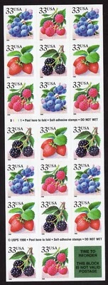 Scott #3297b (3294-3297) Fruit Berries Booklet of 20 Stamps - MNH P#B1111 - Image 1 of 2