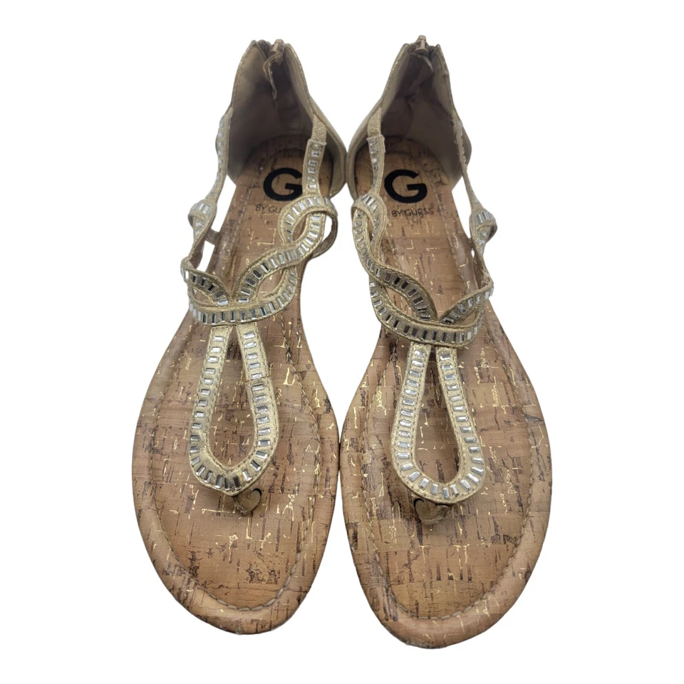  Guess Zapatos Mujer 9.5 Johnny2 G By Bottom Sandalias Estrás Tanga Verano  Foto 1 de 4