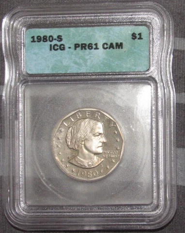 1980 S-Mint Susan B Anthony Dollar Slabbed ICG PR61 CAM Graded SBA $1 US Coin Cover