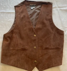 Global Identity Suede Vest, Brown, Ties in the Back, Women's Size L - Picture 1 of 7