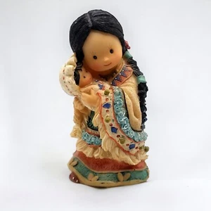 Native American Figurine Woman and Baby Figure 4.5" Resin Decorative Vintage - Picture 1 of 8