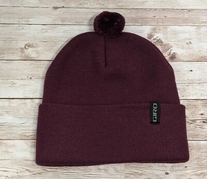 Giro Herren Damen Unisex Einheitsgröße Burgund Strick Beanie Mütze Bommel Weich  - Bild 1 von 4