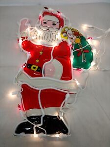 Vintage Light Up Christmas Window Decoration Santa Claus Retro Molded Plastic