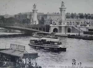 Francia Antigua Postal 1905 Rara París Inválidos Estación Alexander Bridge Barco - Imagen 1 de 8