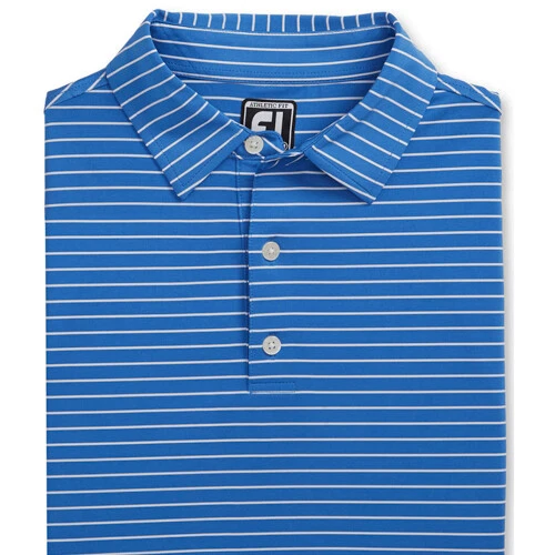 Nueva camisa polo de golf FootJoy Lisle clásica a rayas con estampado AF para hombre - azul/blanco - Foto 1 de 1