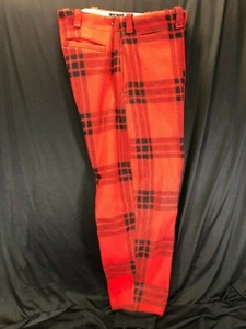 Vtg heavy wool red/black traditional Buffalo plaid hunting pants, JC Higgins MED - Picture 1 of 12