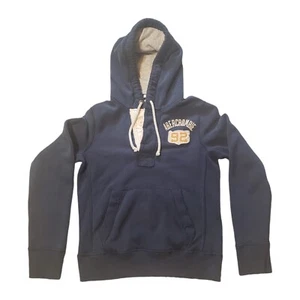 Abercrombie & Fitch Navy Muscle Fit 1/4 Button Up Hoodie Sweatshirt Men’s Small - Picture 1 of 4