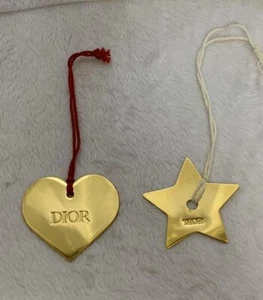 Set 2 Christian Dior Novelty Logo Gold Star & Heart Strap Key Chain Charm - Imagen 1 de 24